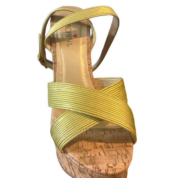LUICHINY Mystical Gold Cork Wedge Platform Sandals Sz 9 - Picture 8 of 13